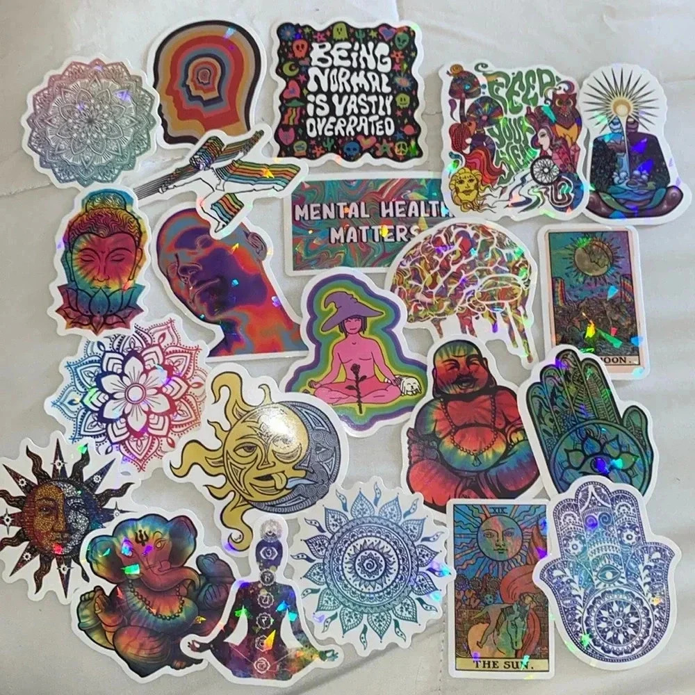 💚  2/$15 pack of 22 Mystery Trippy Psychedelic Animal Stickers 2-4 Inches